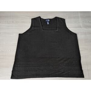 VTG Lane Bryant Venezia Jeans Women's Black Beaded Sweater Vest Plus Size 22 24